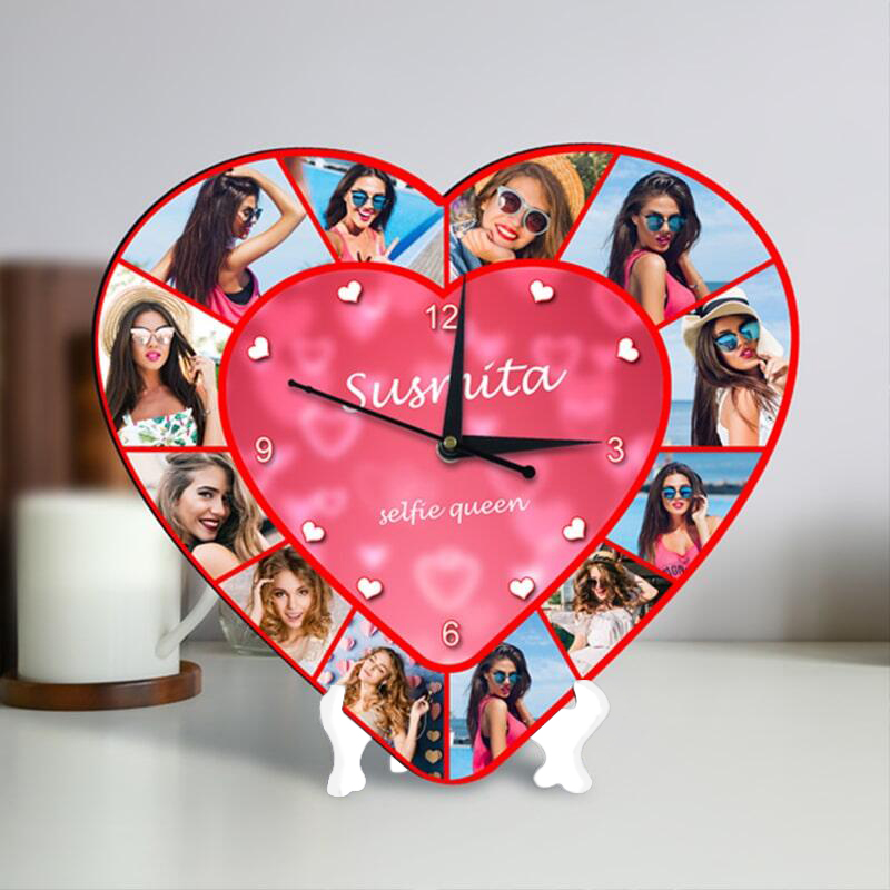 Photo Clock Heart Photograph Clock Personalised with message Baby Photo Gift
